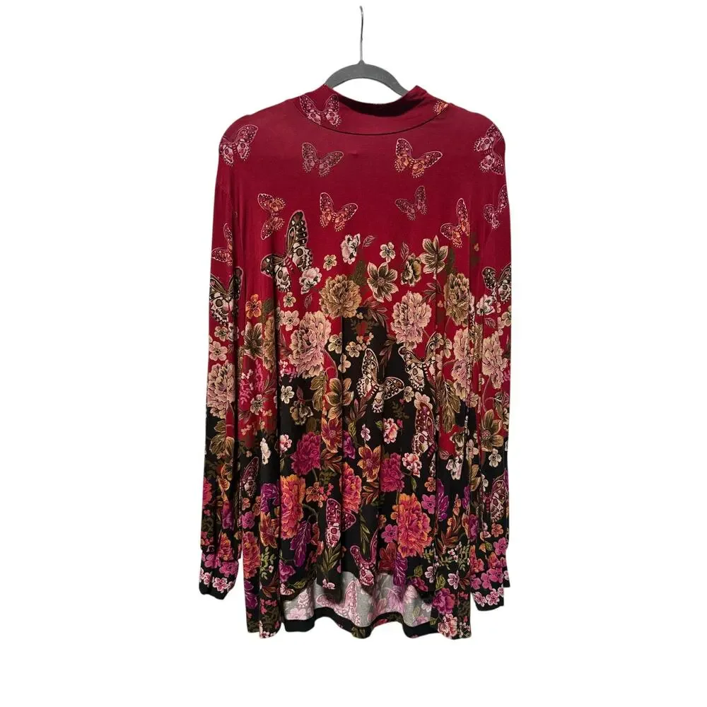 Johnny Was Blouse Women's 2X The Janie Favorite Puff Sleeve Mock Neck in Janies